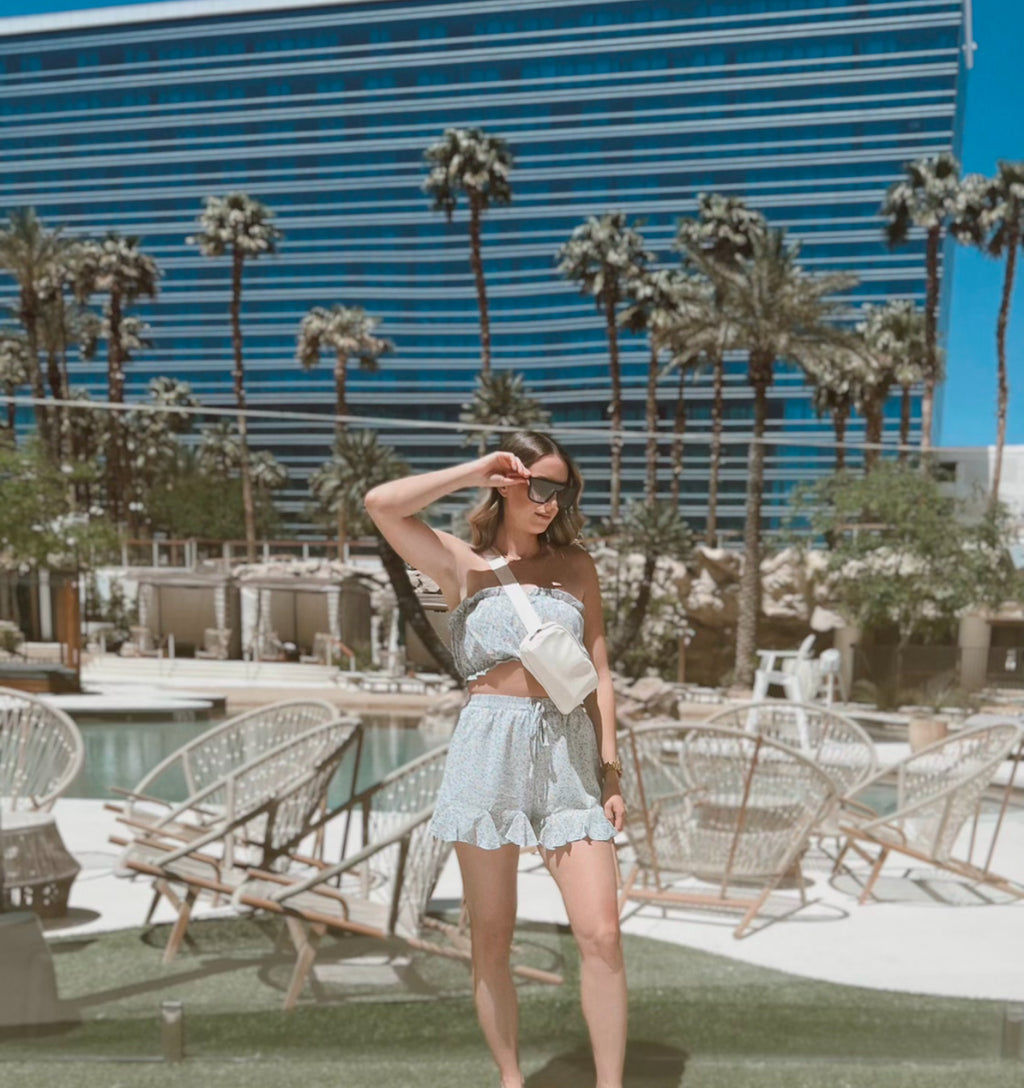 Strapless Crop Floral Top And Short Set