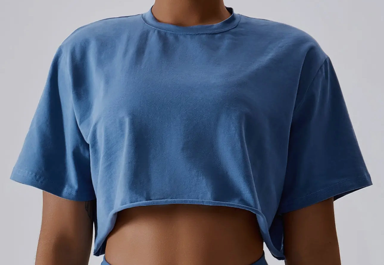 Loose-Fit Crew Neck Crop Top