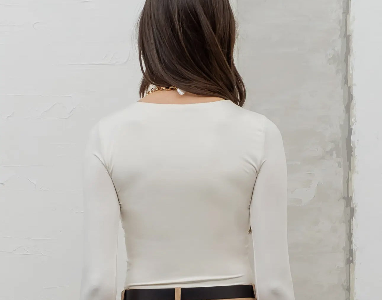 Round Neck Long-Sleeve Fitted Knit Top