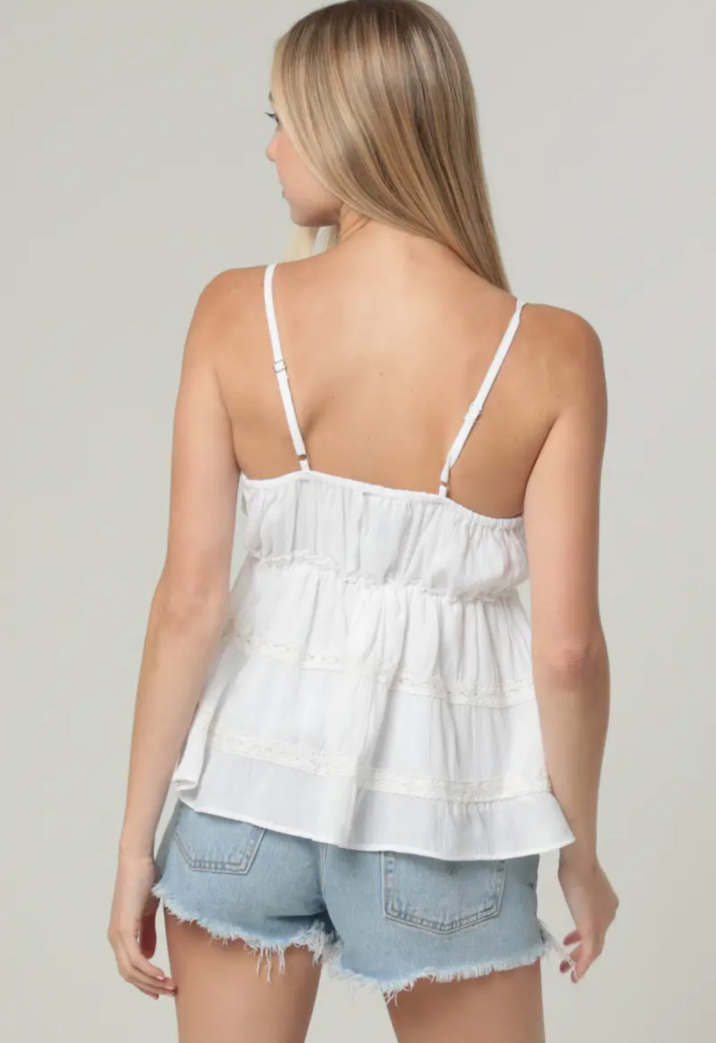 Lace Trim Tiered Cami Tank