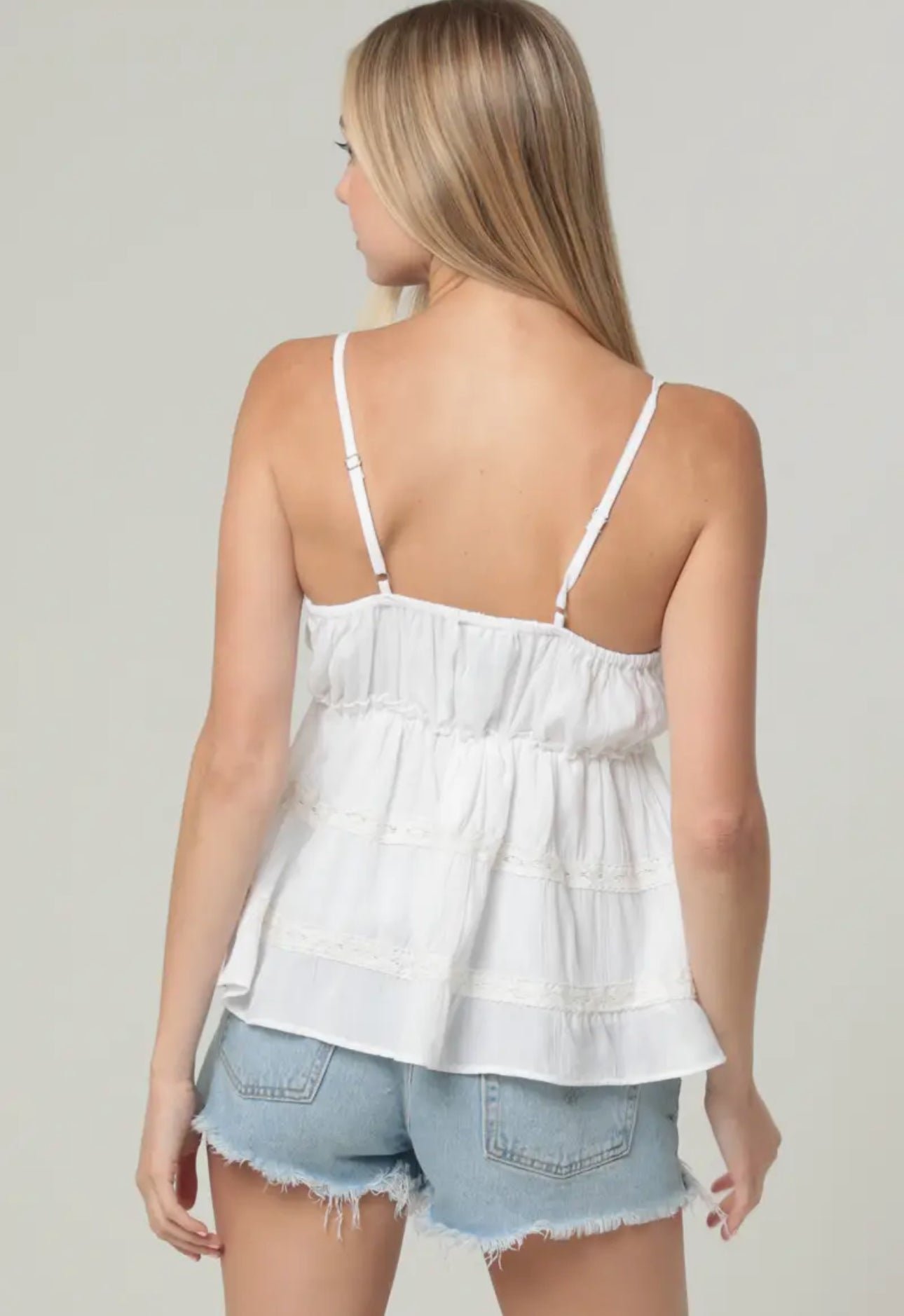 Lace Trim Tiered Cami Tank