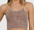 Washed Ribbed Seamless Double Strap Tank Top