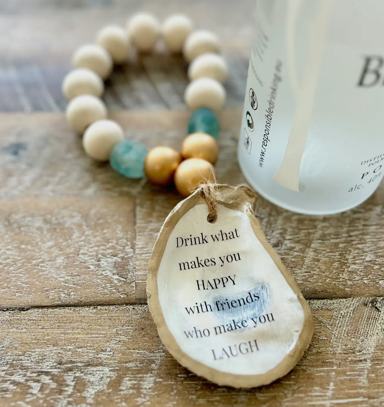 Drink What Makes You Happy - Beaded Bottle Charm