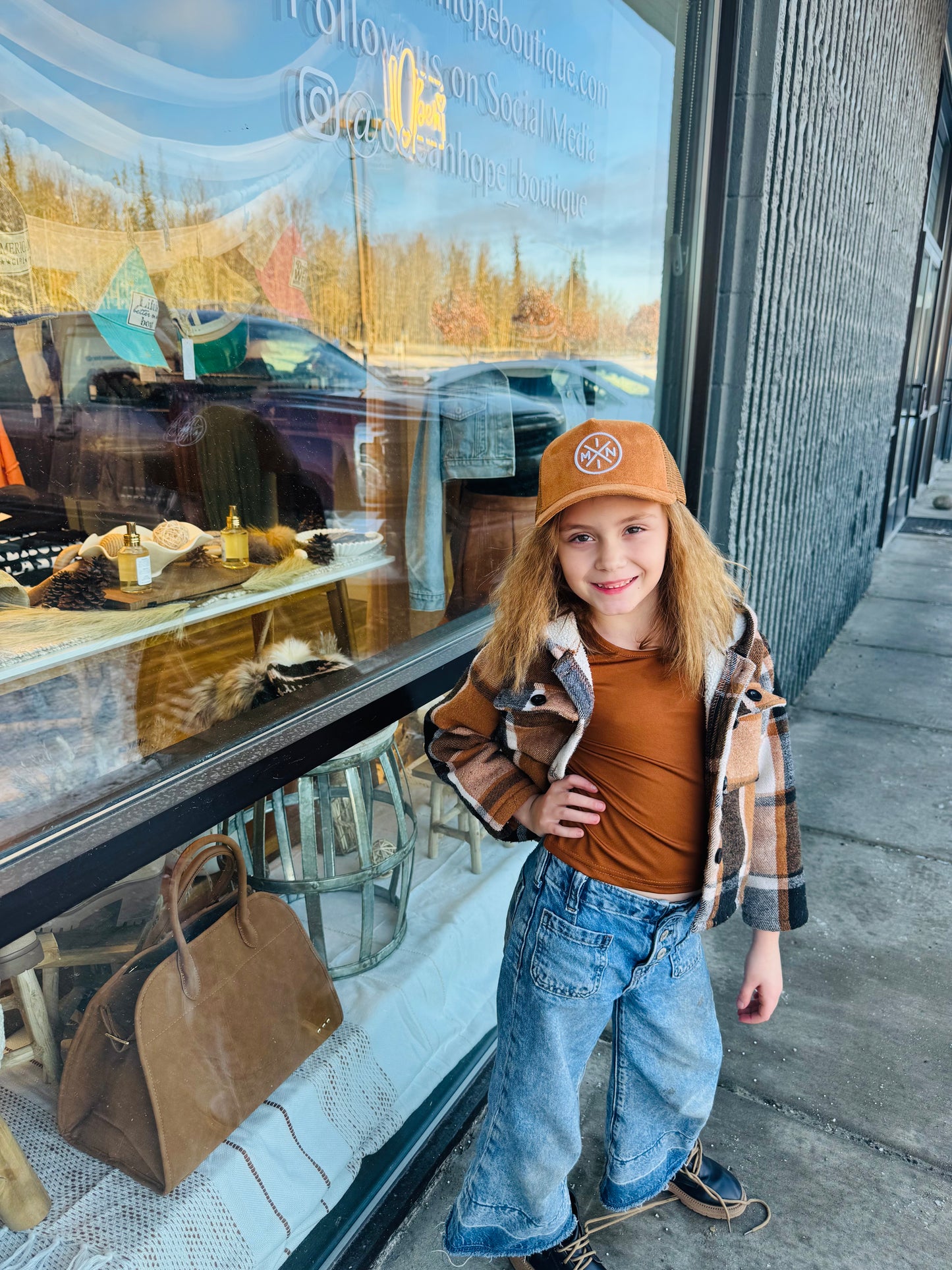 Mini X Brown Suede Trucker Hat