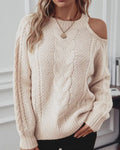Drop Shoulder Cable Knitting Sweater
