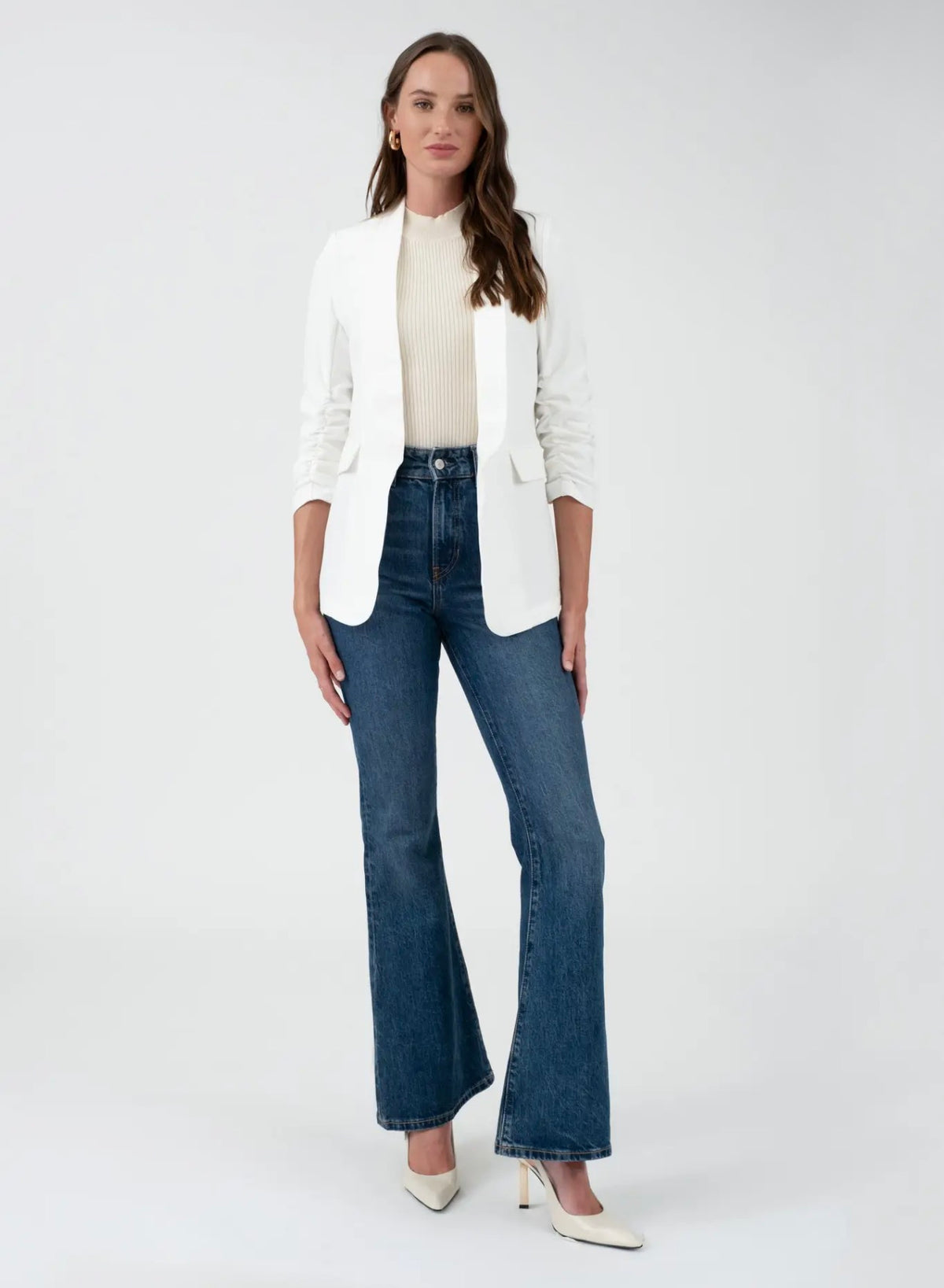 Ruched 3/4 Sleeve Blazer