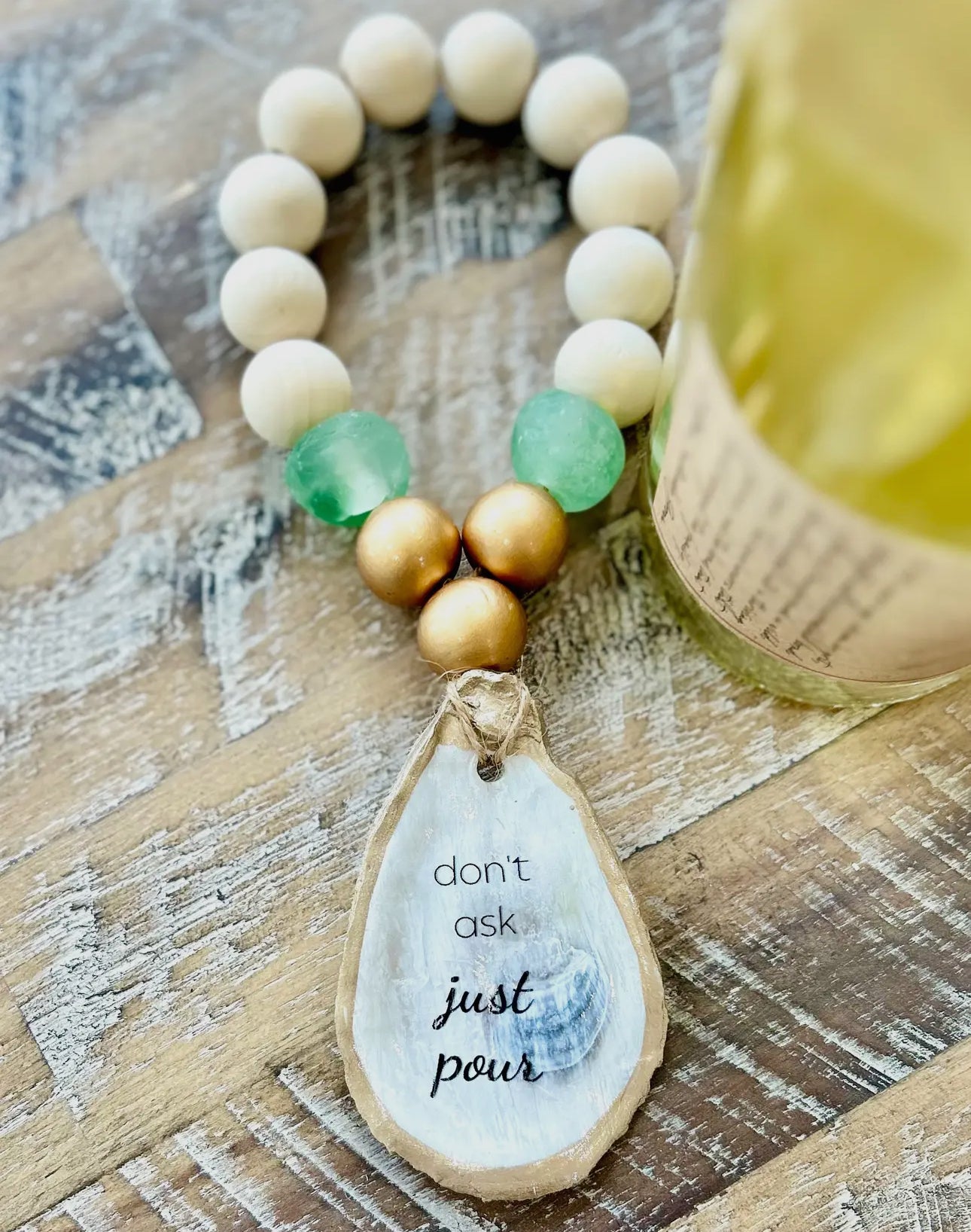 Don’t Ask / Just Pour Beaded Wine Bottle Charm