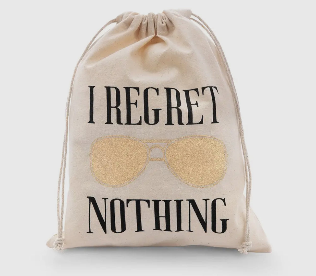 I Regret Nothing Hangover White Cotton Drawstring Gift Bag