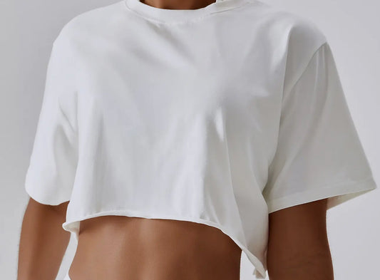 Loose-Fit Crew Neck Crop Top