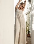 Striped Linen Wide Leg Jumpsuit