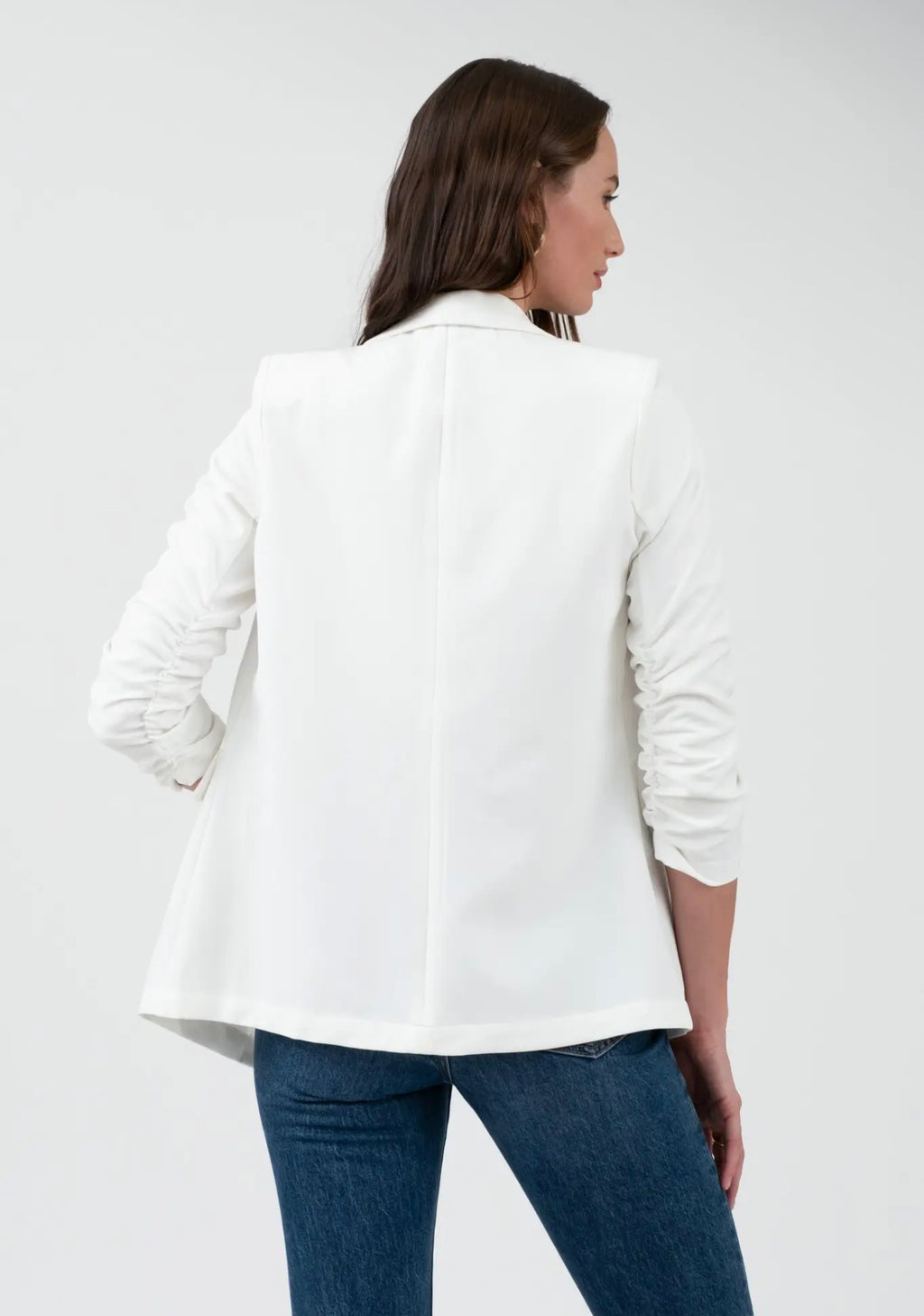 Ruched 3/4 Sleeve Blazer