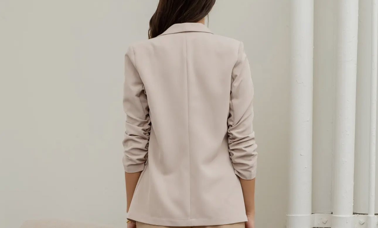 Ruched 3/4 Sleeve Blazer