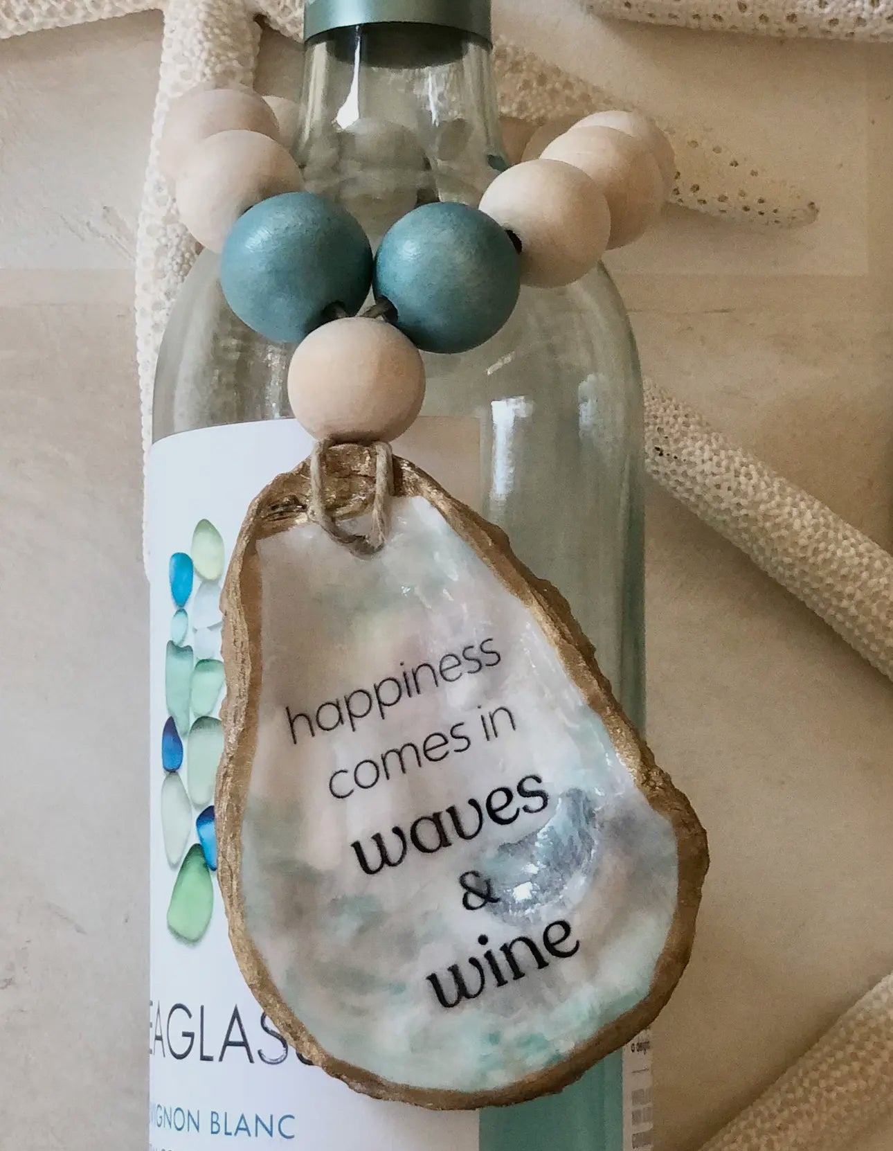 Happiness Comes In Waves - Beaded Bottle Charm