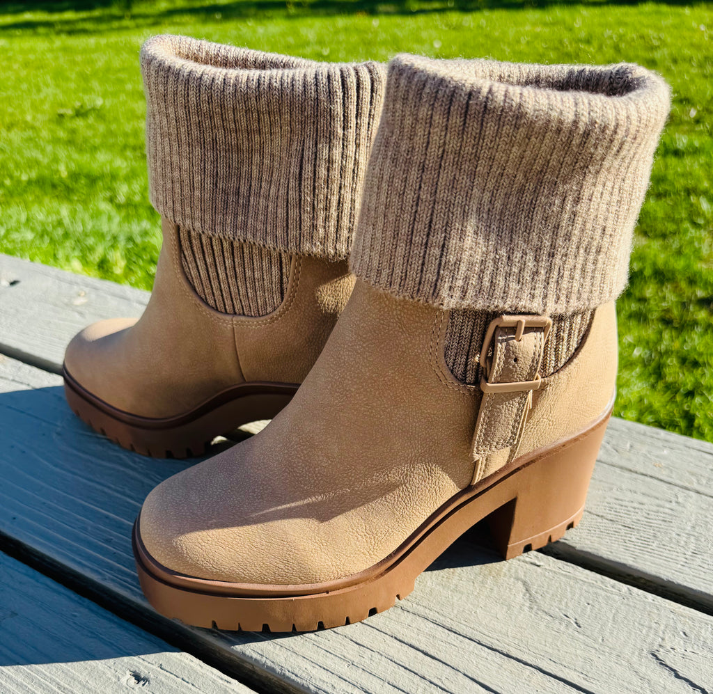 FOLD-OVER KNIT MID-CALF BOOTIE