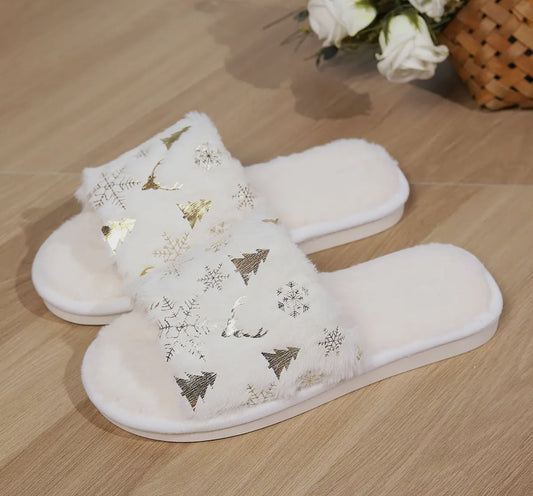 Christmas Open-Toe Plush Comfy Slippers