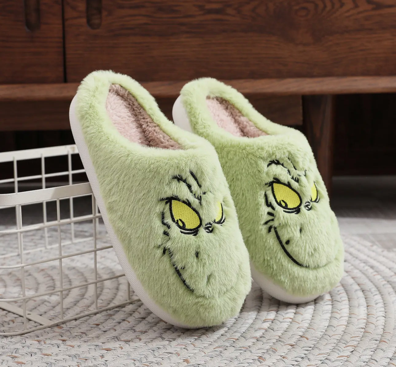 Christmas Grinch Plush Slippers