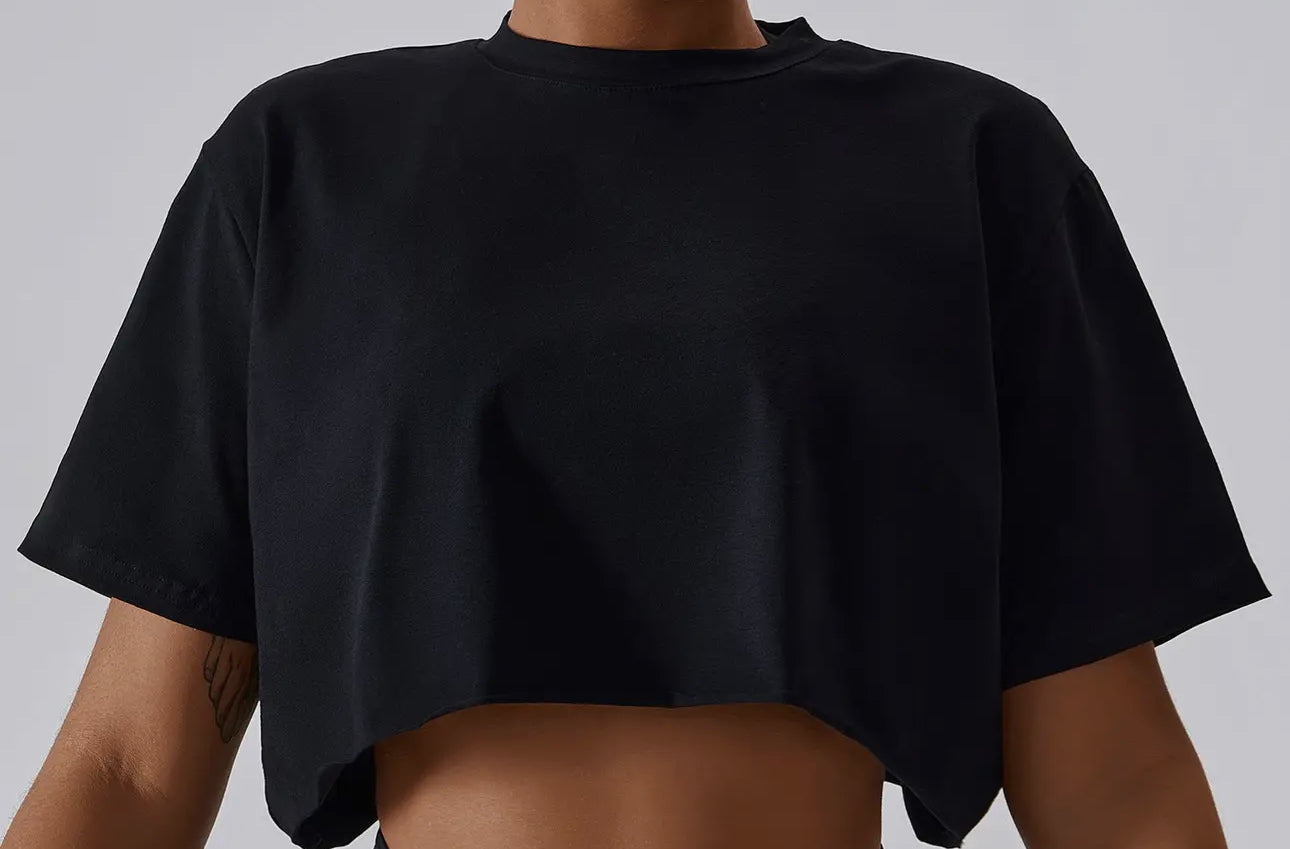 Loose-Fit Crew Neck Crop Top