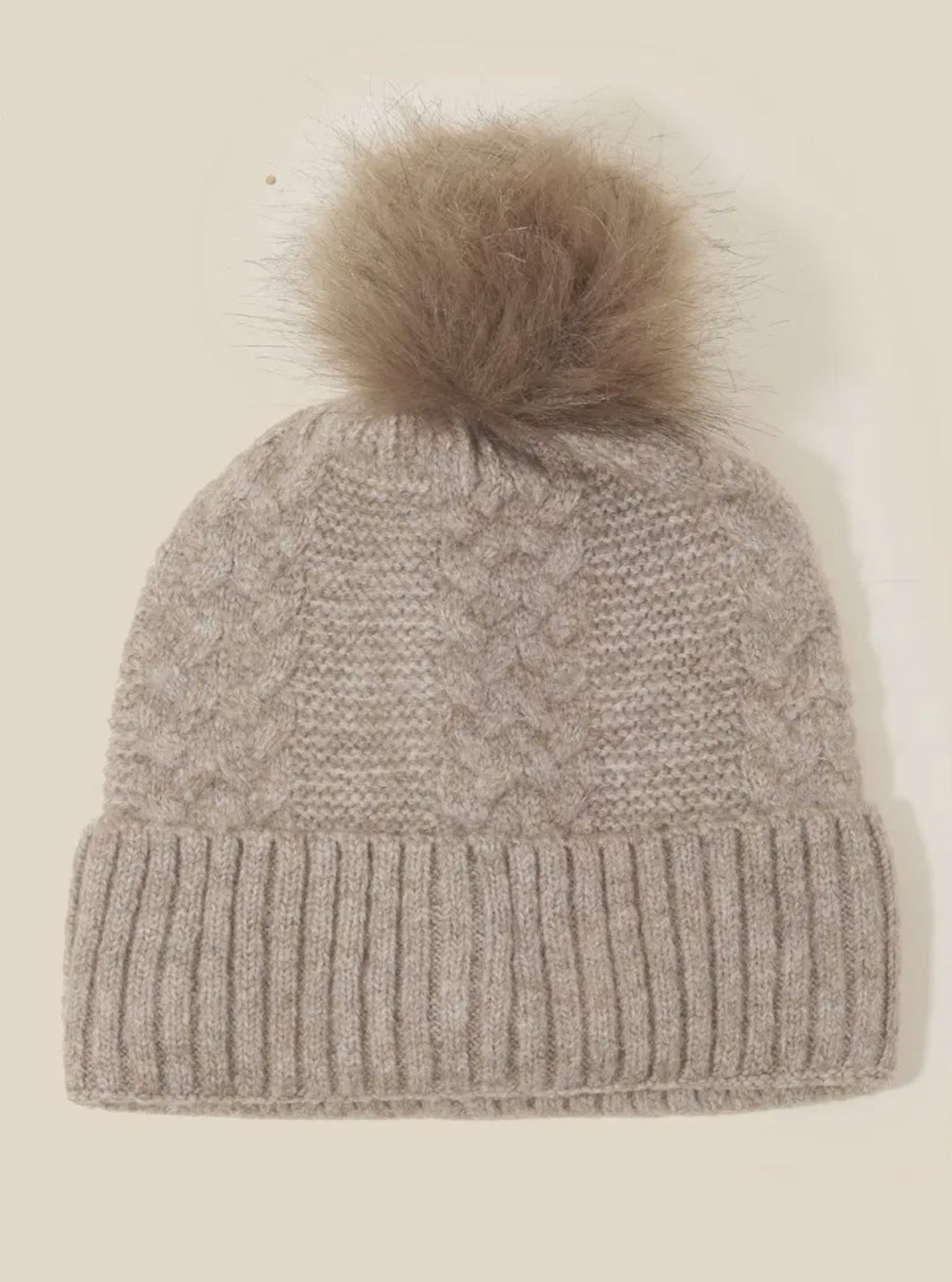 Crochet Knit Pompom Beanie