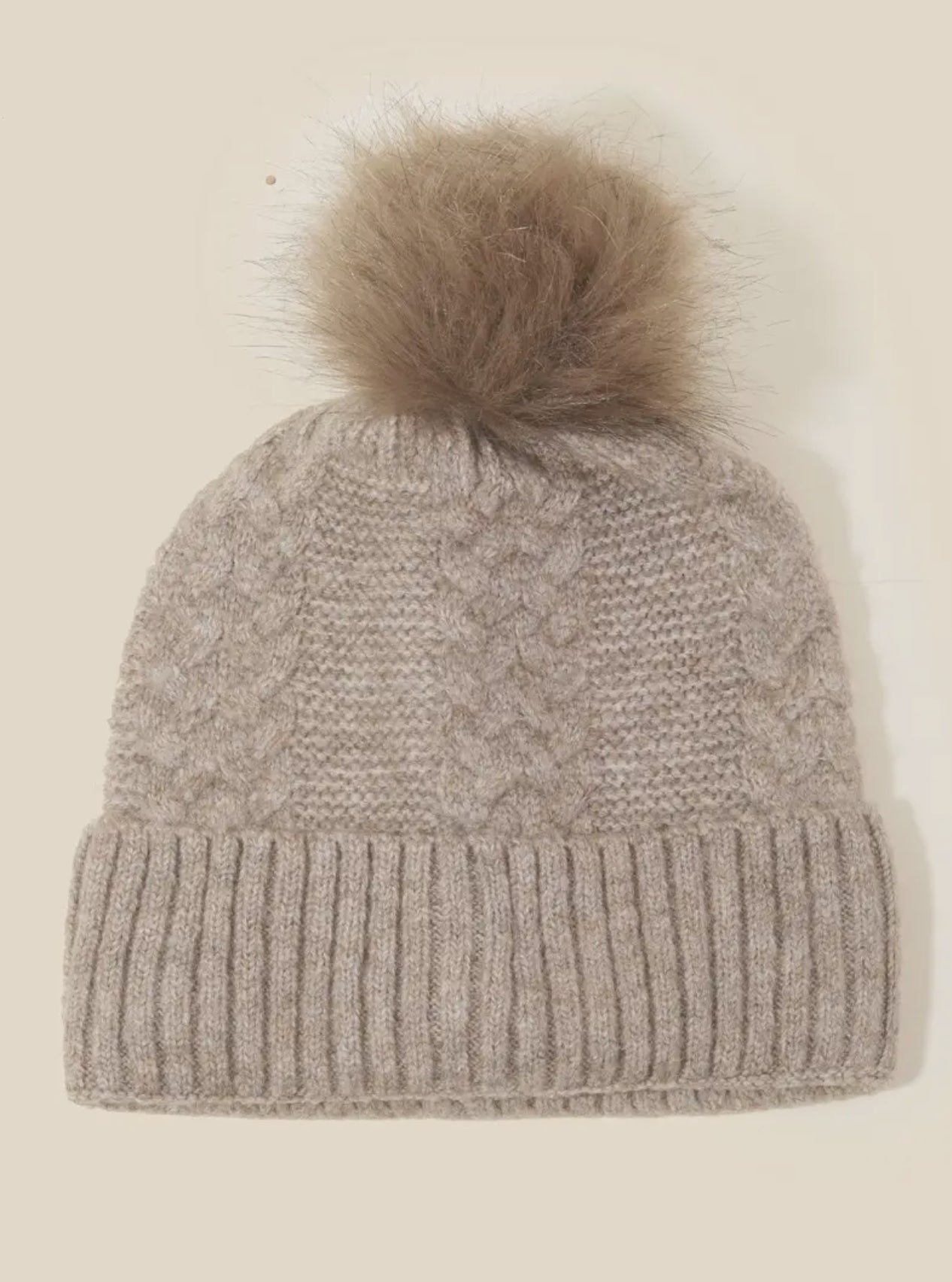 Crochet Knit Pompom Beanie