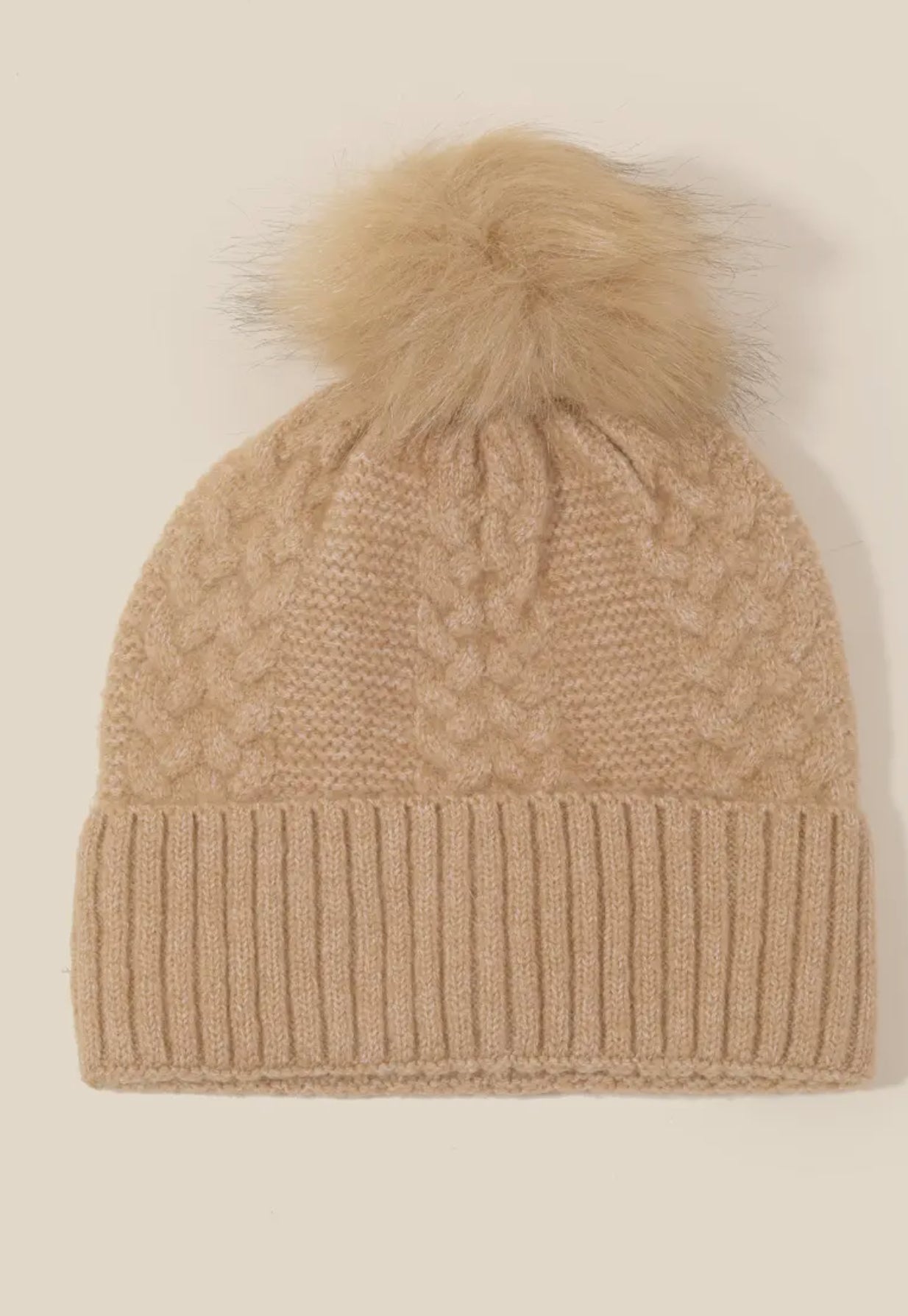 Crochet Knit Pompom Beanie