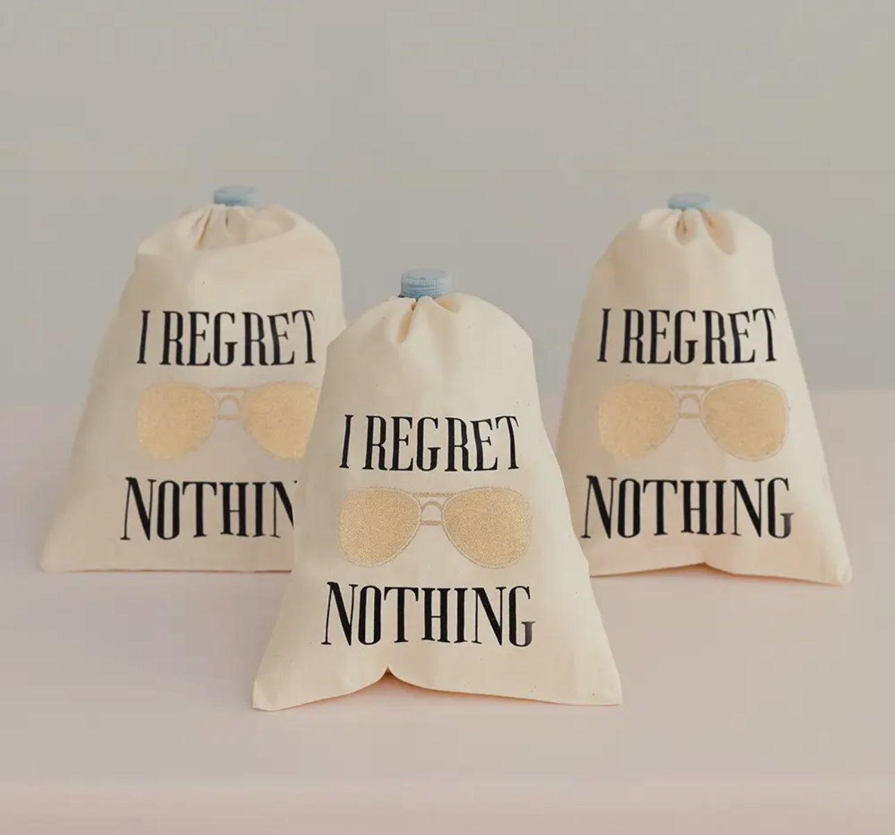 I Regret Nothing Hangover White Cotton Drawstring Gift Bag