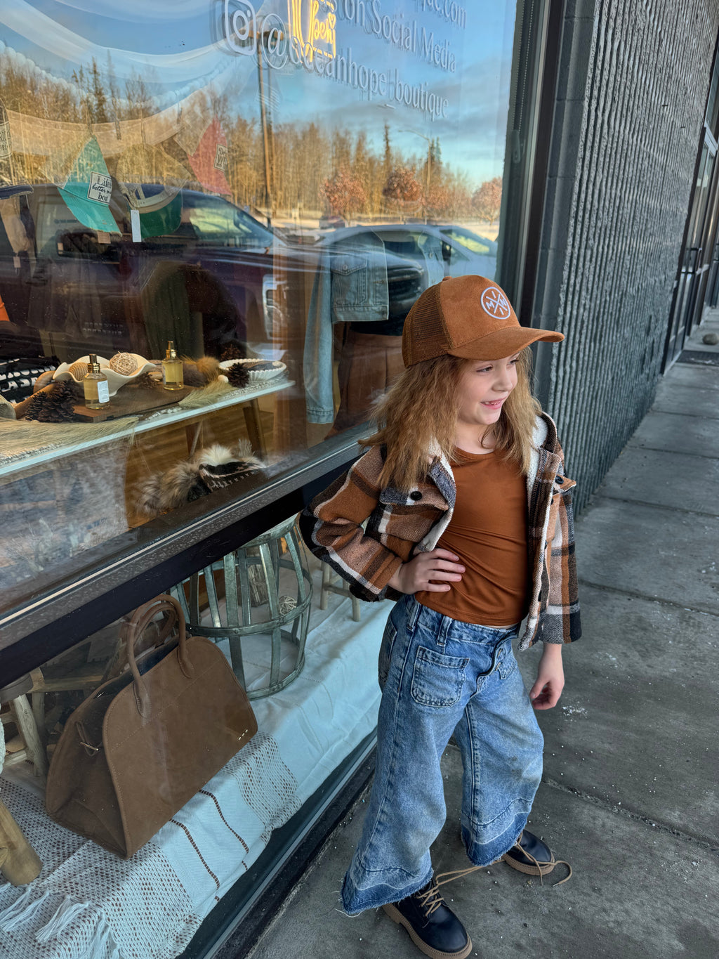 Mini X Brown Suede Trucker Hat