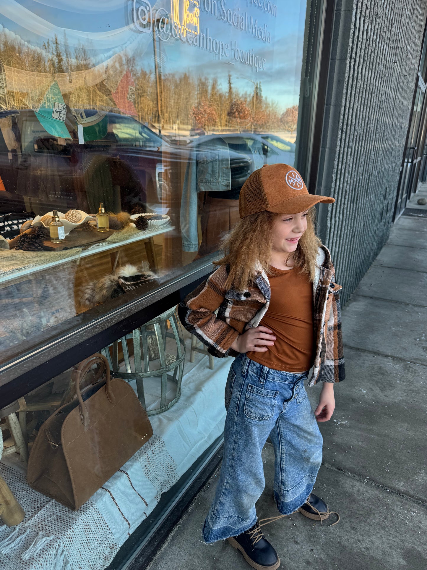 Mini X Brown Suede Trucker Hat