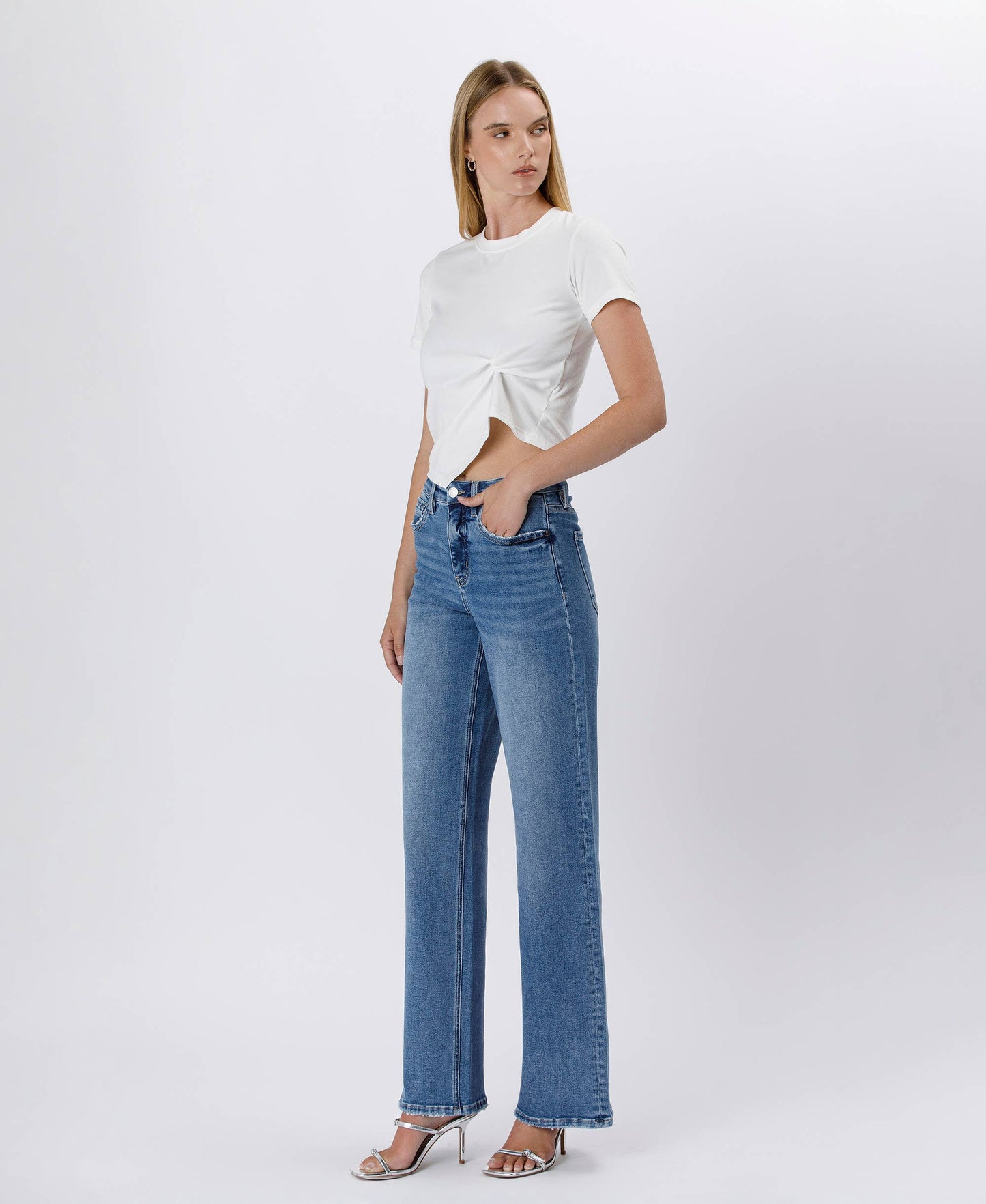 TUMMY CONTROL SUPER HIGH RISE BAGGY WIDE JEANS