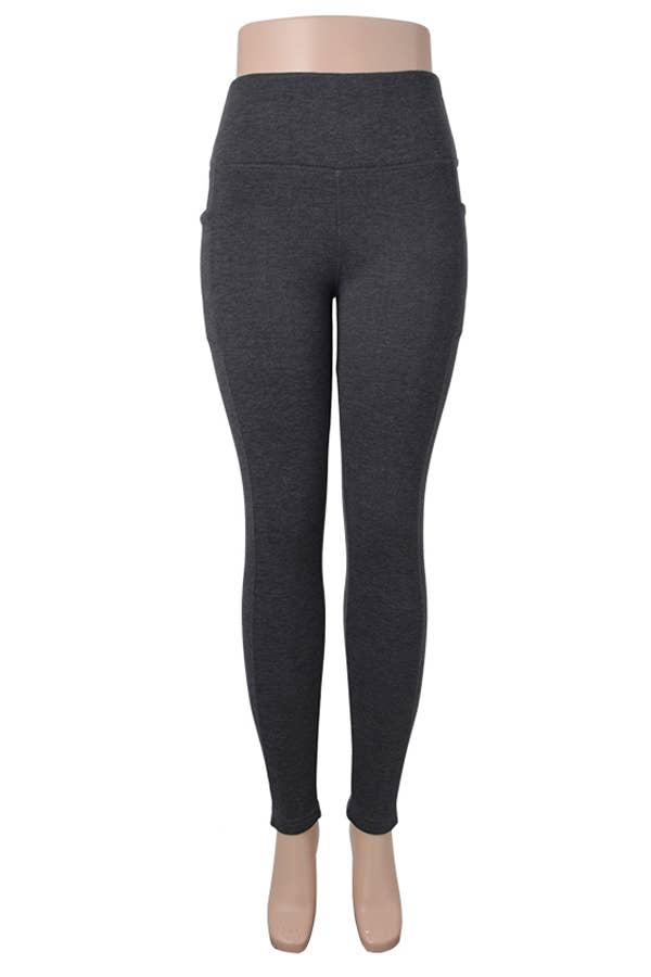 Fur lined winter warm legging with side cellphone pockets