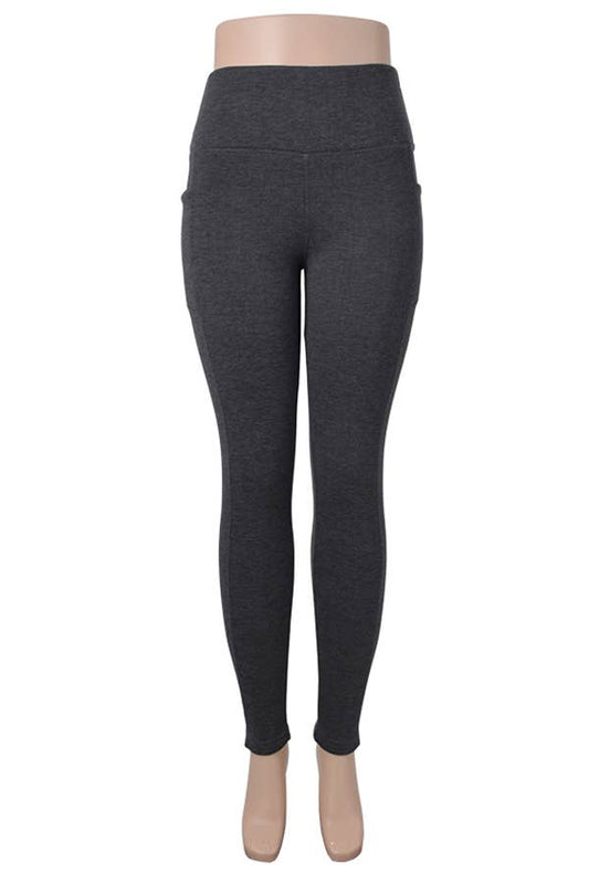 Fur lined winter warm legging with side cellphone pockets