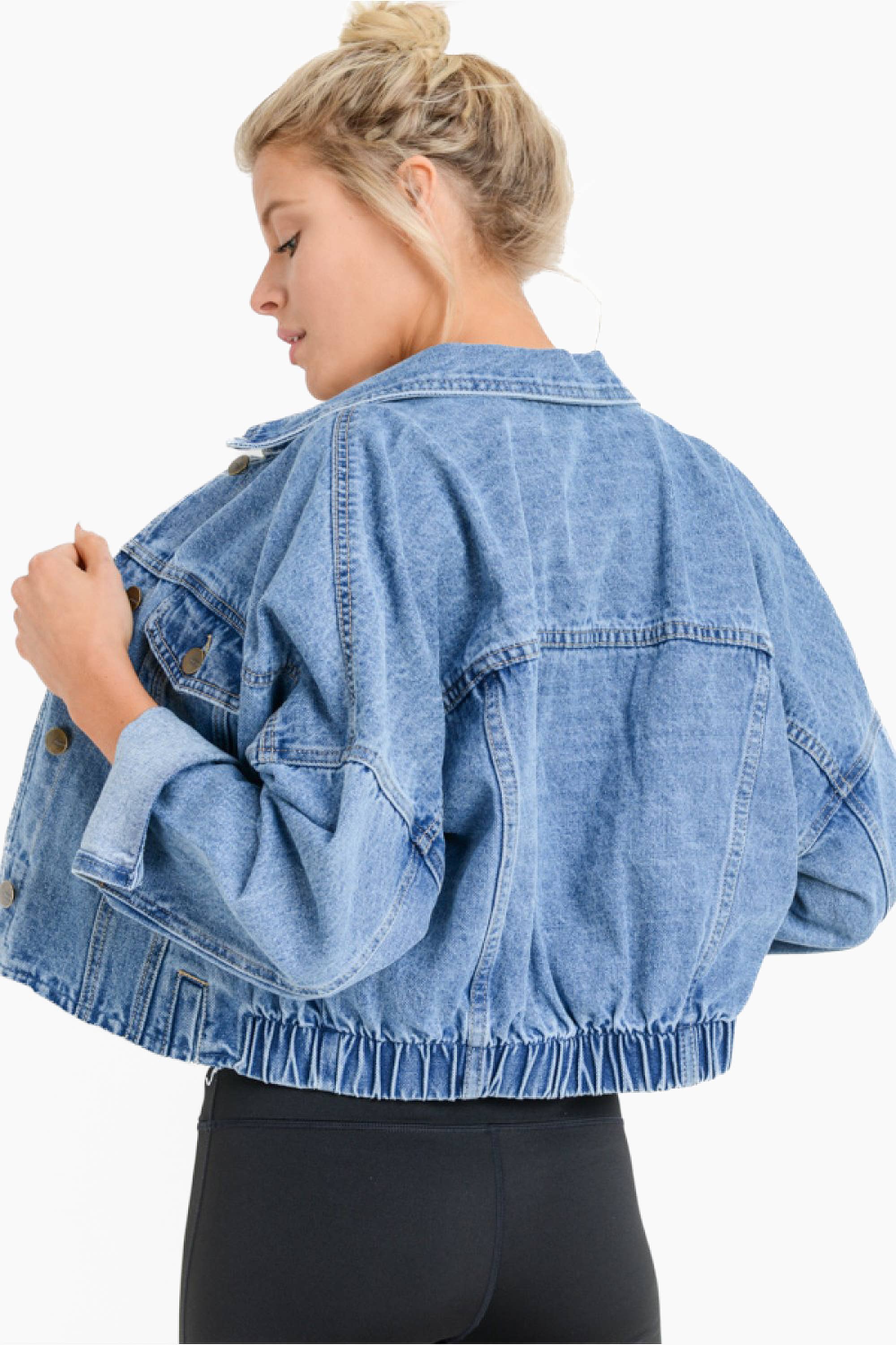 Raw & Ribbed Crop Denim Jacket