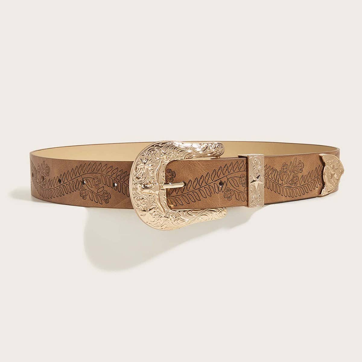 WESTERN STYLE HORSESHOE PRINT CAMEL BELT