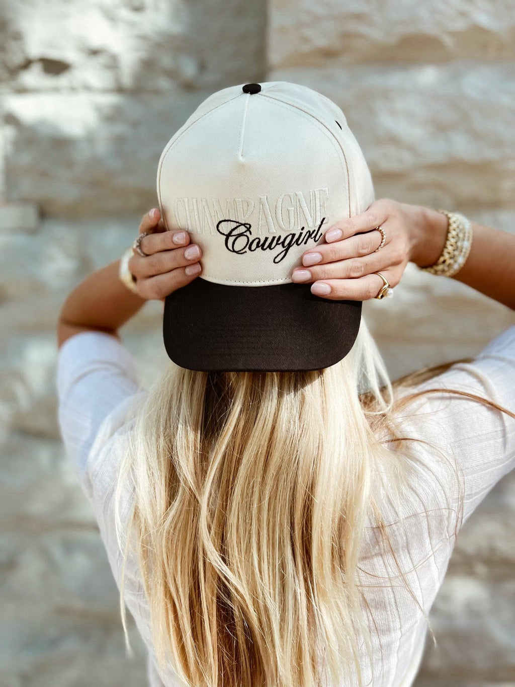 Champagne Cowgirl Embroidered Hat