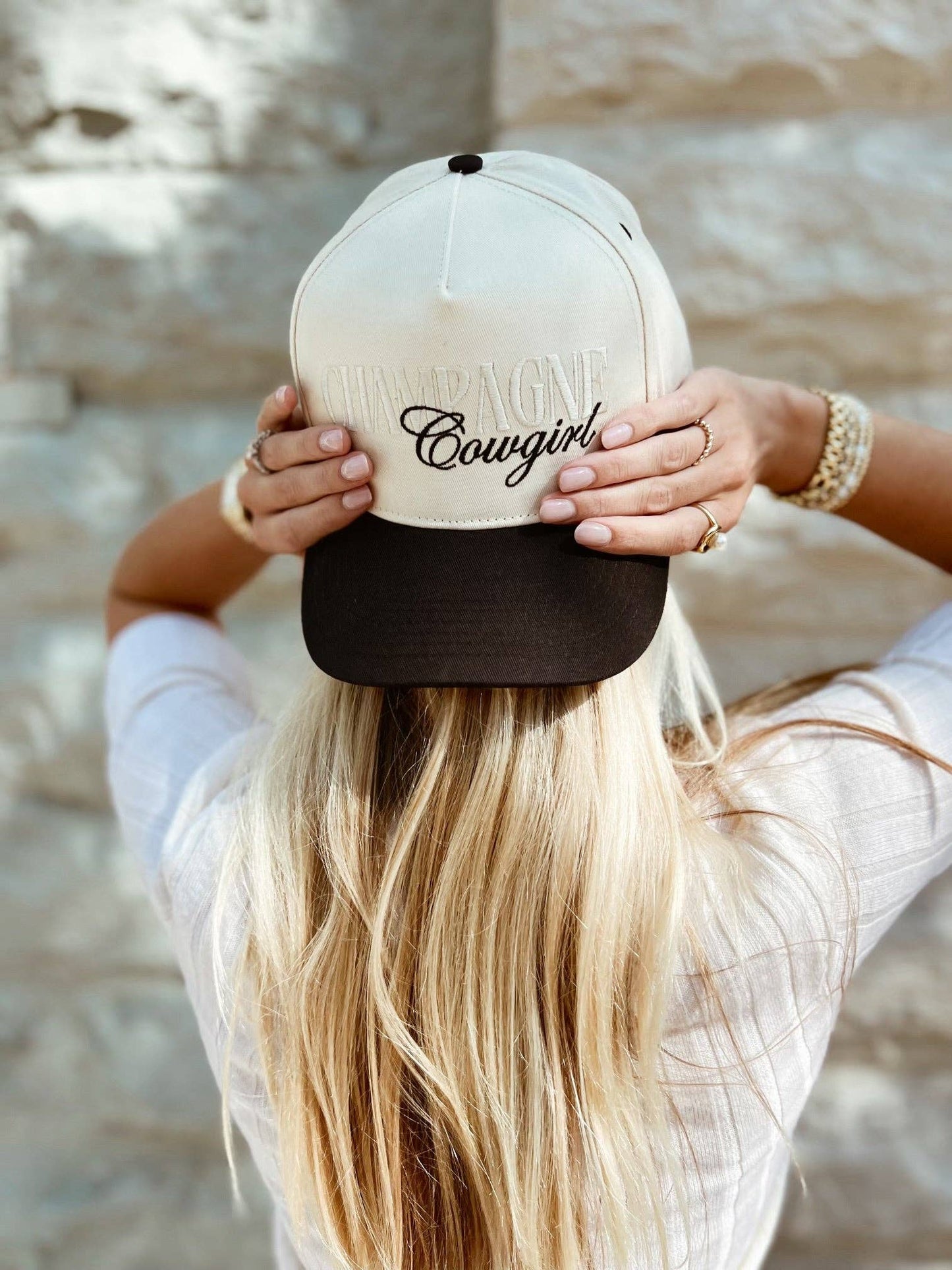 Champagne Cowgirl Embroidered Hat