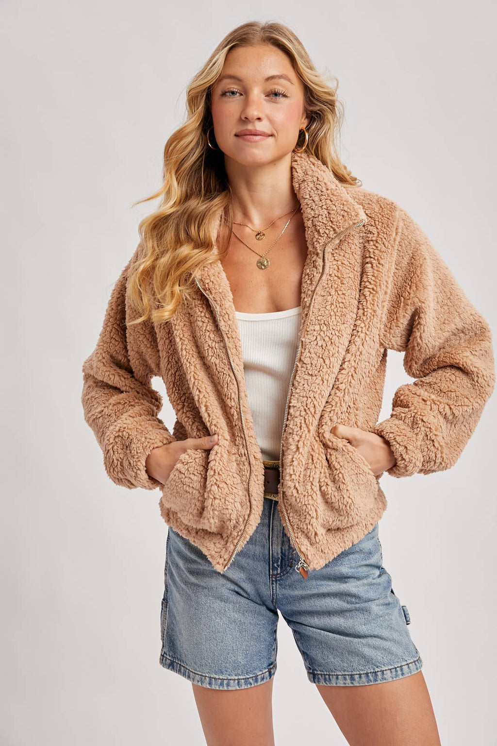 FLEECE ZIP UP TEDDY JACKET