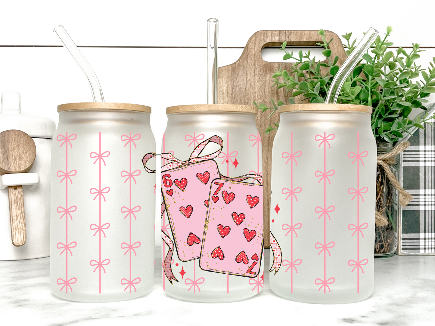 Six Seven Trendy Valentines Day Gift Coquette Cards Glass 67