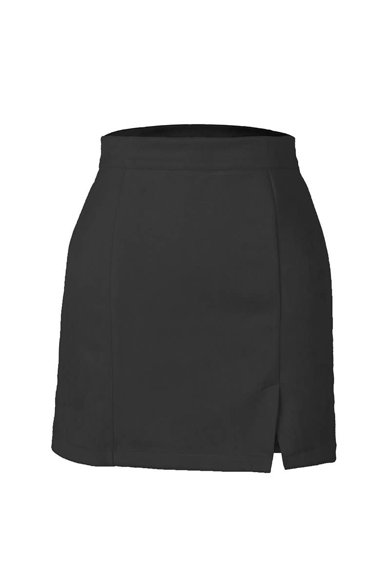 Suede wrap hip high waist zipper A-line skirt