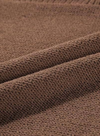 Loose solid color flat-neck knitted sweater