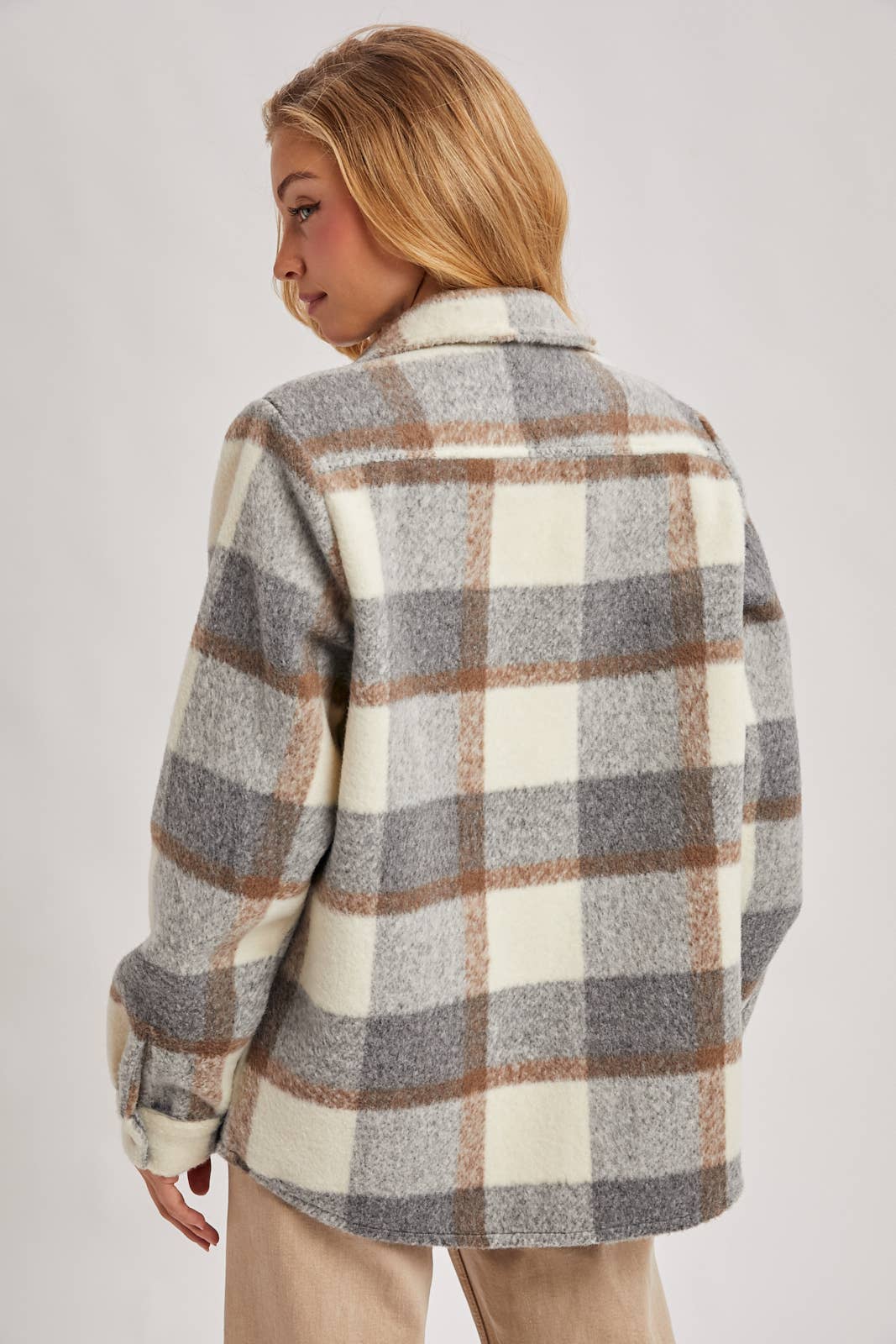 PLAID BRUSHED FLANNEL SHACKET