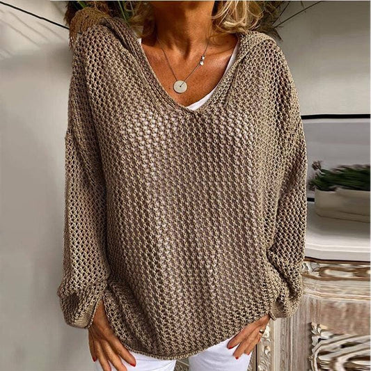 Knitted Hooded Thin Loose Cover-Up