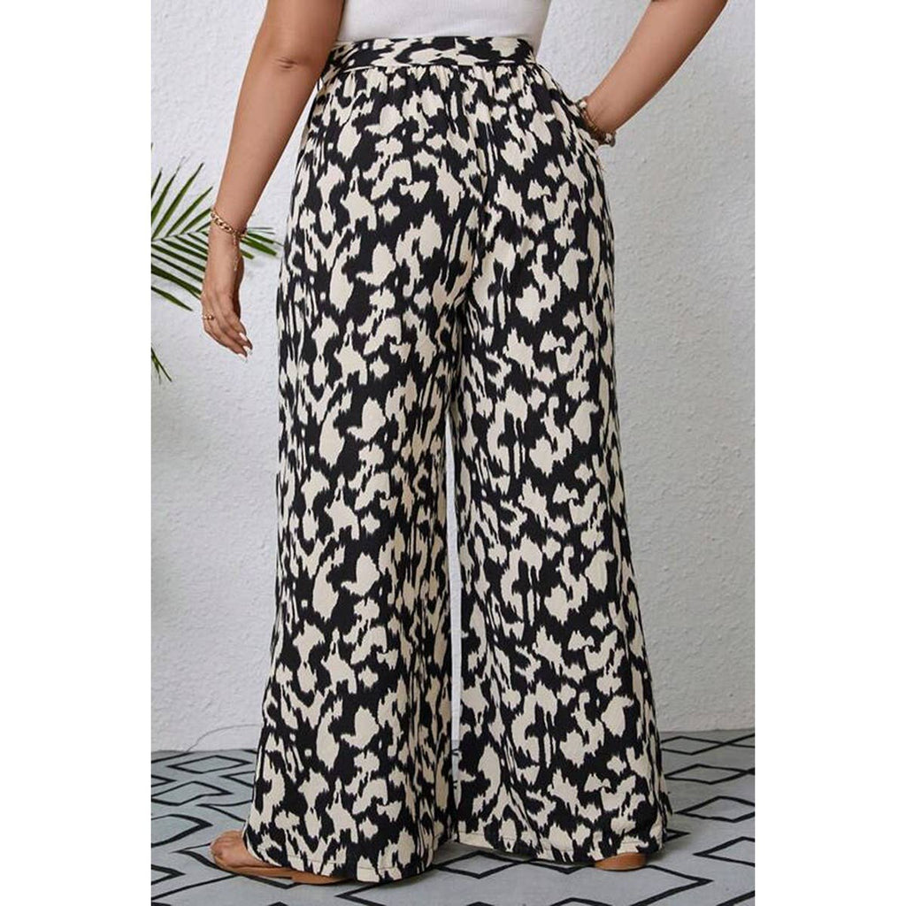 Animal Print Wide Leg Belt Pant