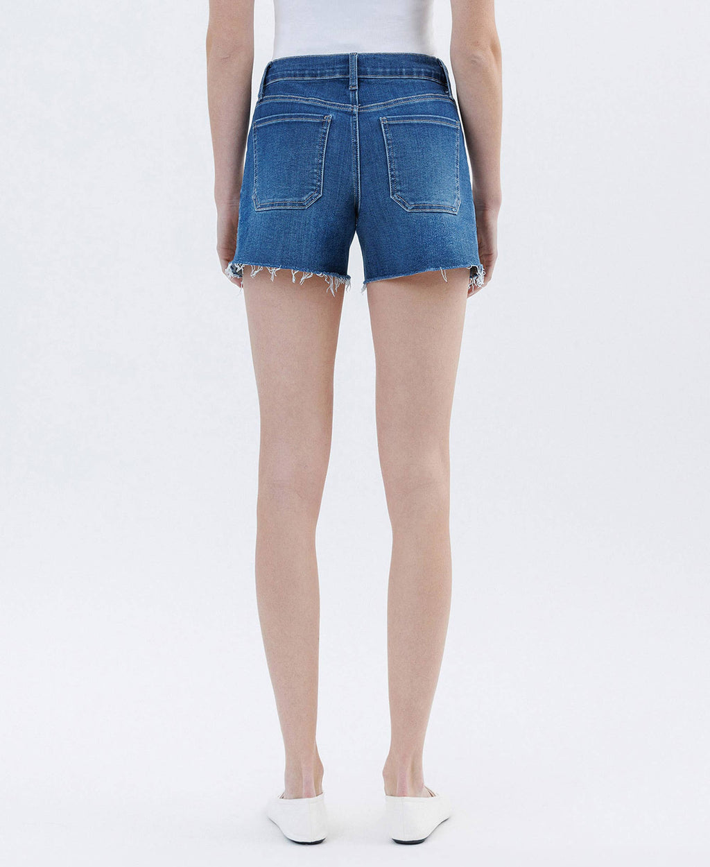 HIGH RISE DRAWSTRING DENIM SHORTS