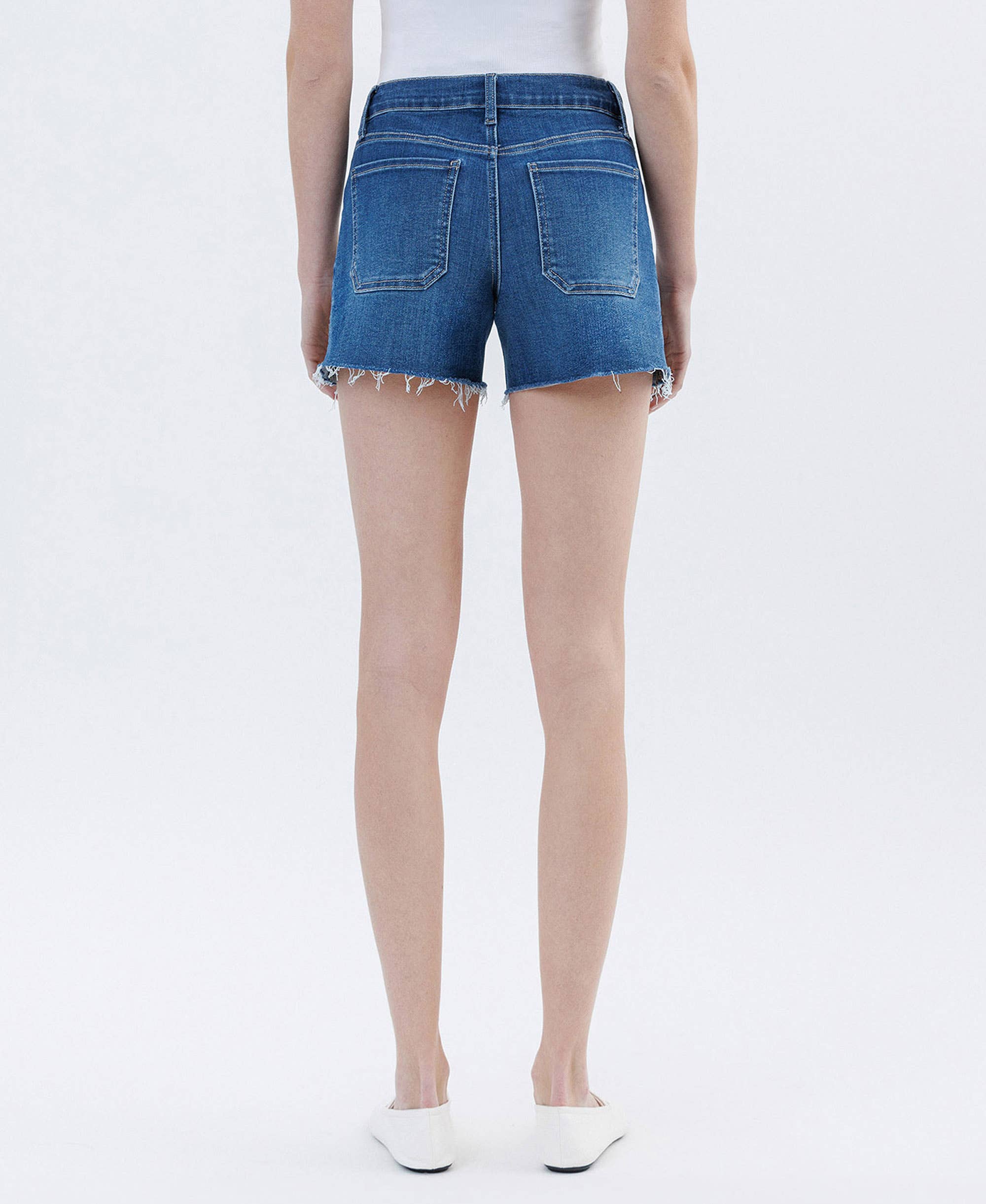 HIGH RISE DRAWSTRING DENIM SHORTS