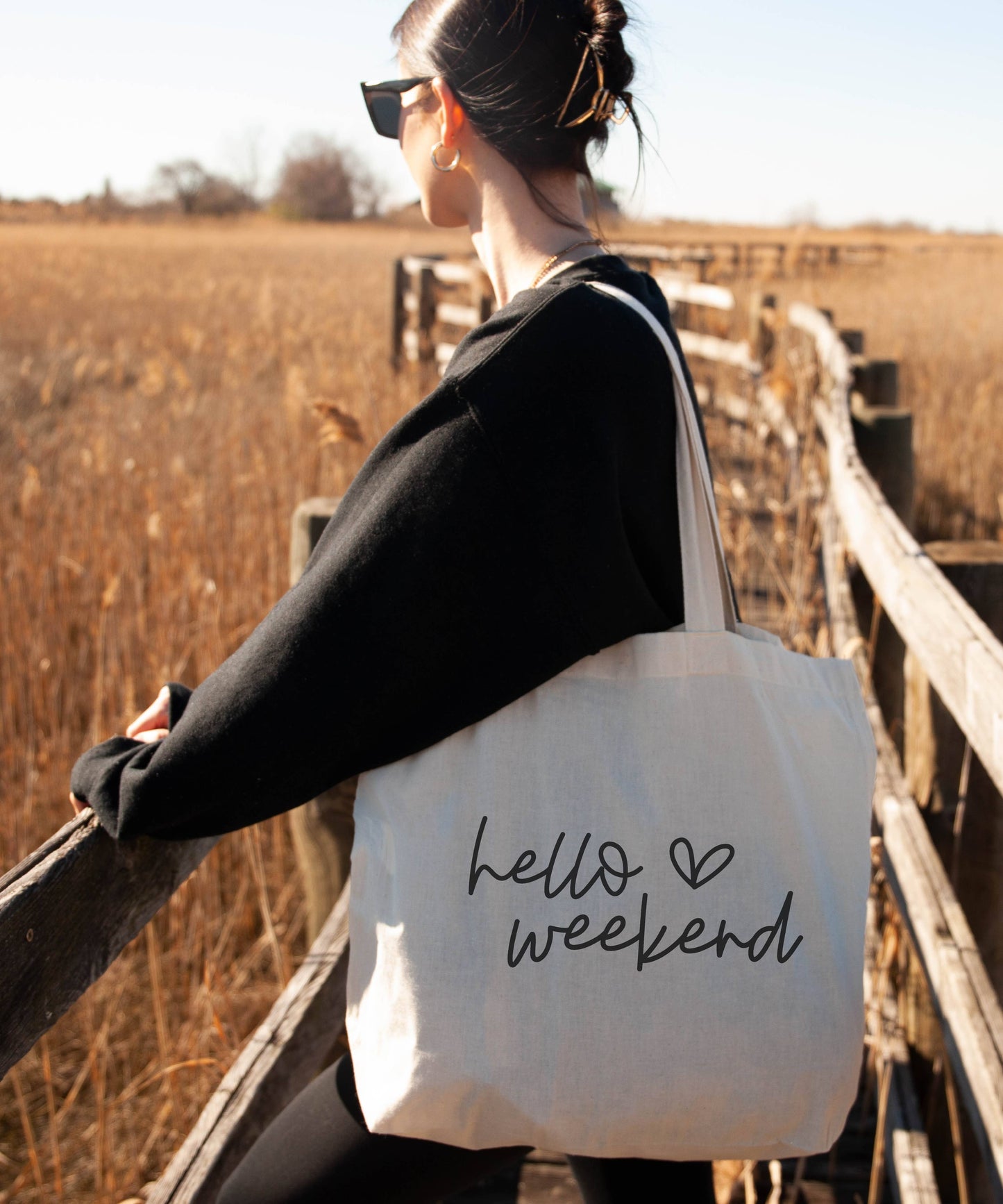 Hello Weekend- Beach Bag Canvas Tote Bag