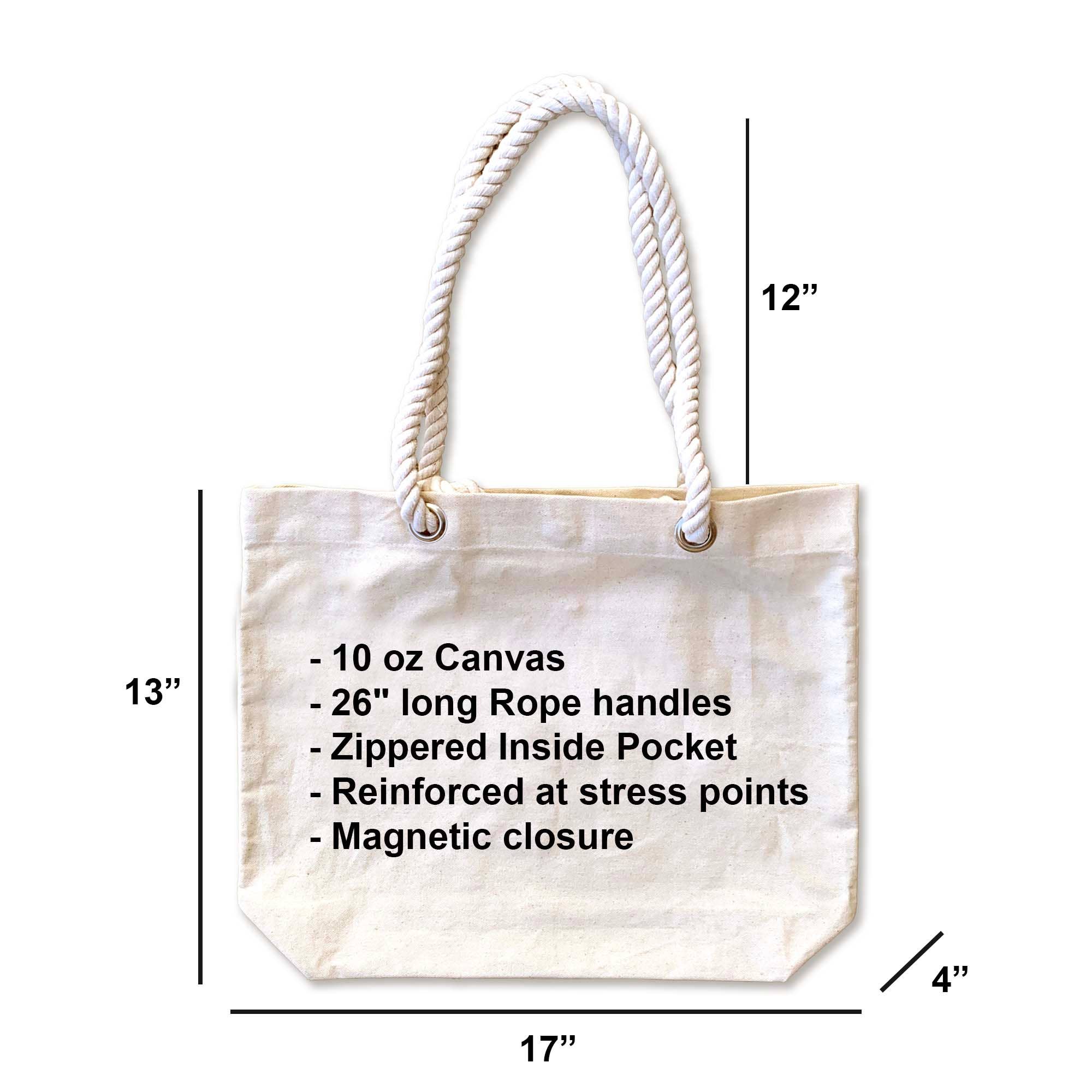 Custom Beach Tote Bags with Rope Handles ­