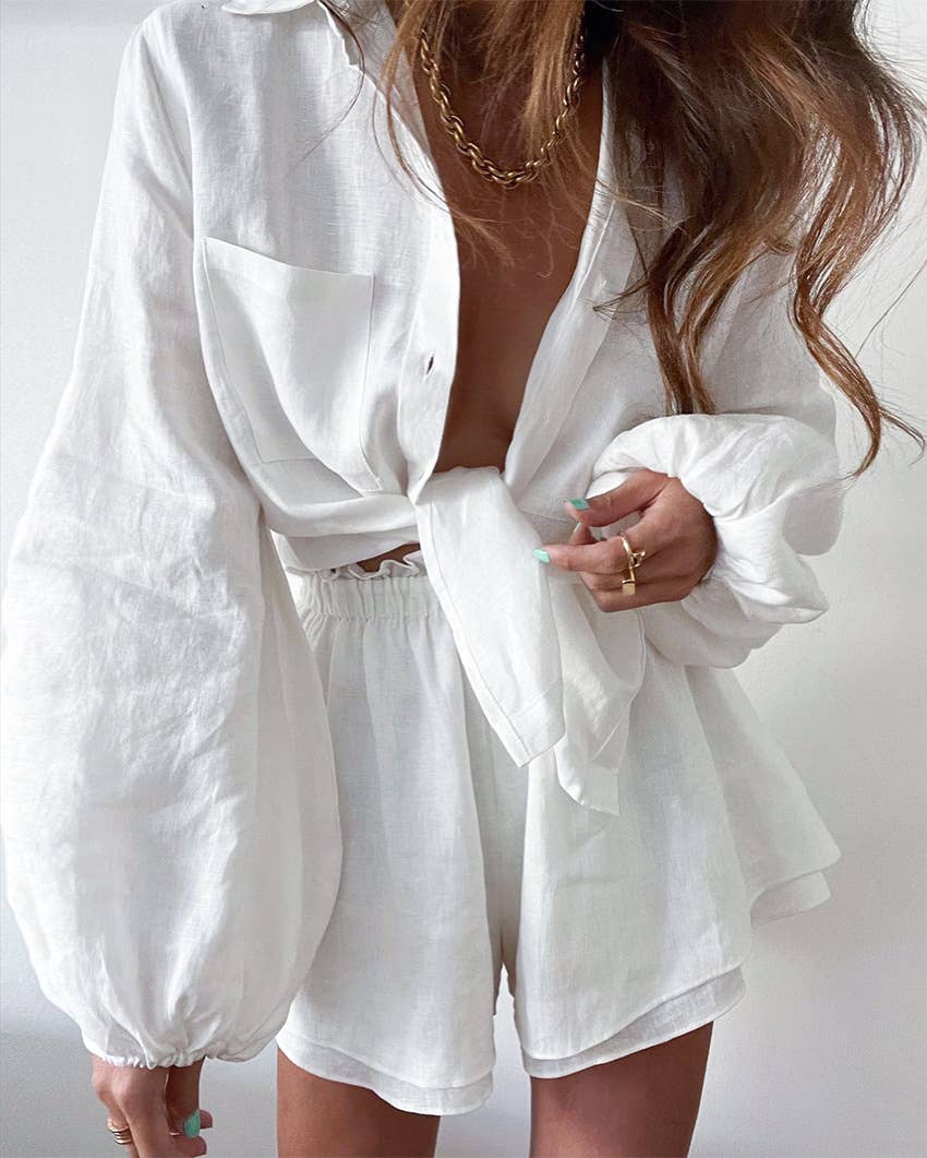Effortless Charm Solid Puff Shorts