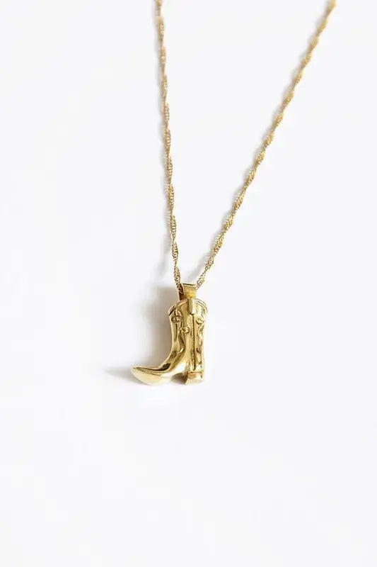 18K Gold Plated Cowboy Boot Gold Necklace Pendant (PRE🤍ORDER)