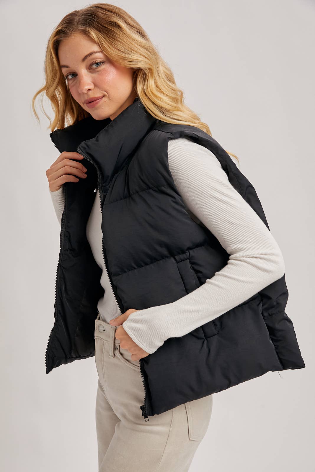 ZIPPER FRONT PUFFER VEST
