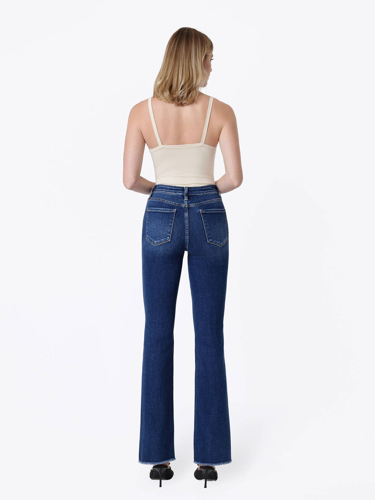 HIGH RISE RAW HEM DARK WASH BOOTCUT JEANS (PRE🤍ORDER)