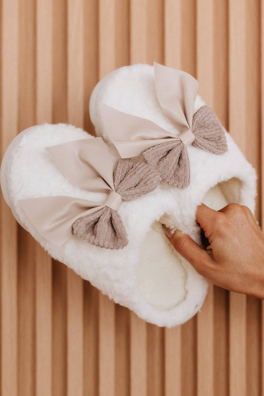 Bow Plush Winter Slippers